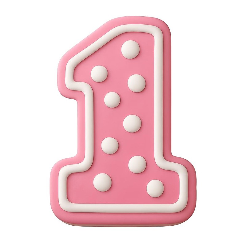 Polka Dotted One Cookie Cutter & Stamp, Fondant & Clay - 2x4 gallery
