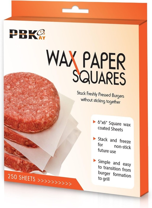 Hburr Patty Paper Sheets, Wax Paper Squares 250 pcs 6″ x 6″ Non-Sti