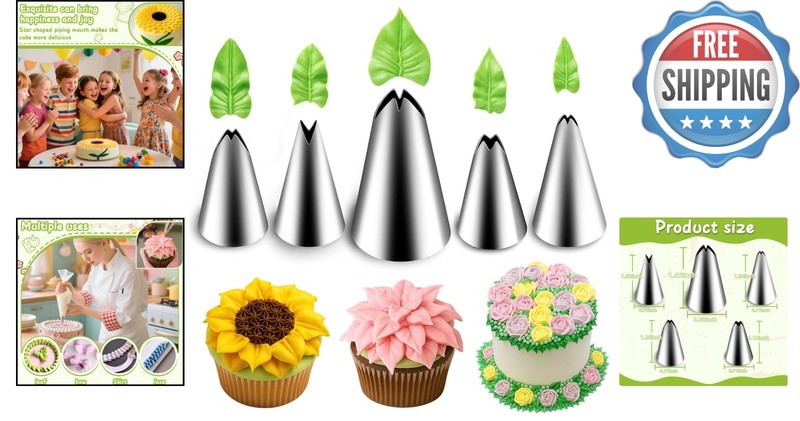 Complete Leaf Piping Tips Set - Effortless Cake & Cookie Decorating Essentials gallery