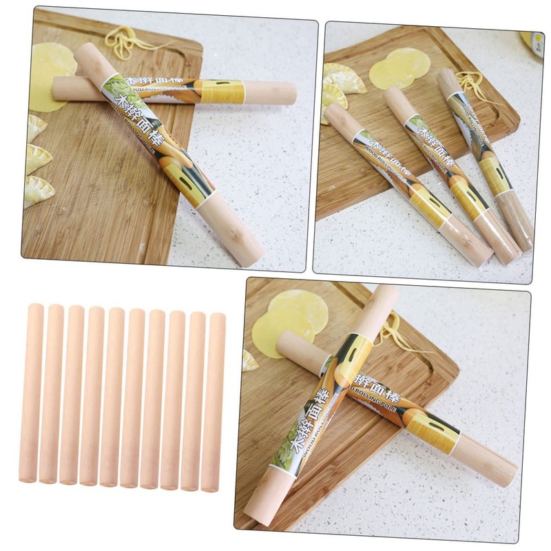 LABRIMP 10pcs Rolling Pin Wooden Dough Roller French 28X2.5cm, As Shown gallery