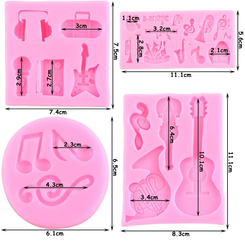 Music Note Fondant Molds Musical Instruments Silicone Mold Boombox Microphone... gallery