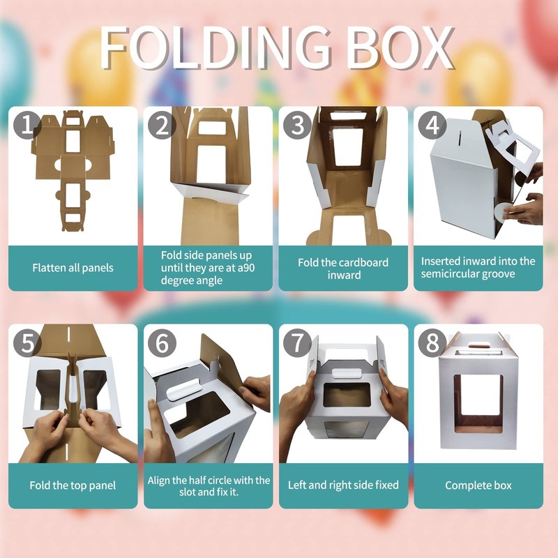 Cake Boxes 6pcs 10x10x12 and 12x12x14 Inches With Window Tall Cake for Tier C... gallery