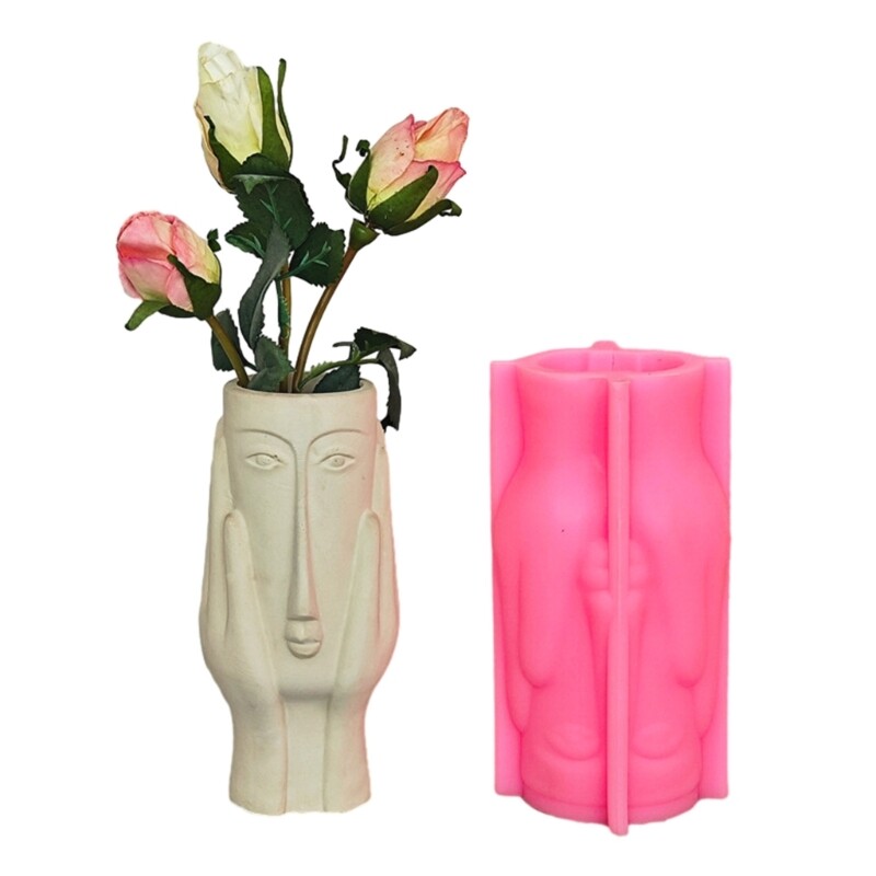 Abstract Art Face Shape Silicone Flowerpots Molds Silicone Concrete Moulds