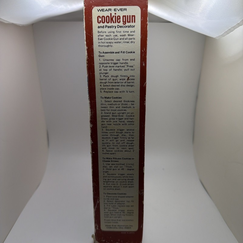 Vtg Wear-Ever Cookie Gun & Pastry Decorator 3365 COMPLETE w/ Box & Recipes gallery