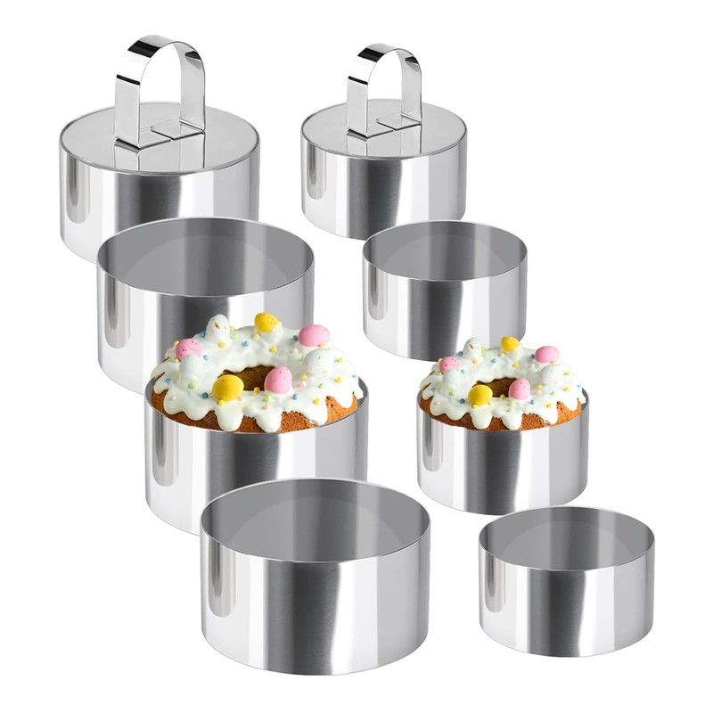 Food Ring Molds Sets For Cooking Stainless Steel Cake Rings Forming Rings With P