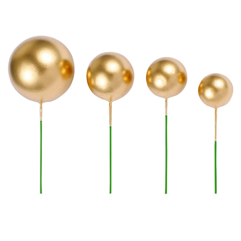 20PCS Cupcake Topper Cake Toppers Gold Balls for Cake Decoration Cake