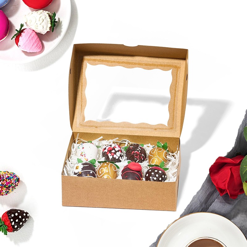 8PCS Brown Bakery Boxes with Window, 8x6x2.5 Inch Gift-Ready Pastry Box for C... gallery