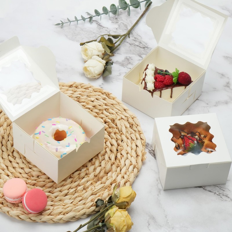 60pcs Small Cookie Boxes, 4x4x2.5 Inches, Bakery Boxes with Window, Baked Goo... gallery