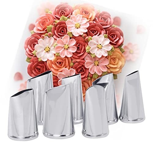 Rose Piping Tips Set 7 Piece Stainless Steel Petal Ruffle Cake Decorating Kit gallery