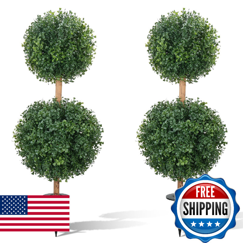 Zythrem 2.6Ft Faux Boxwoods For Outdoor Planters Topiary Trees Artificial
