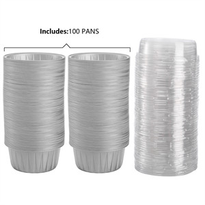 100 Pack Aluminum Foil Cupcake Baking Liner with Lid, 5oz Disposable Ramekin gallery