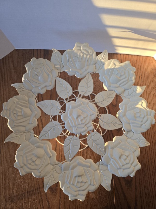 Beautiful Rare Large Metal Roses Desert Cake Stand