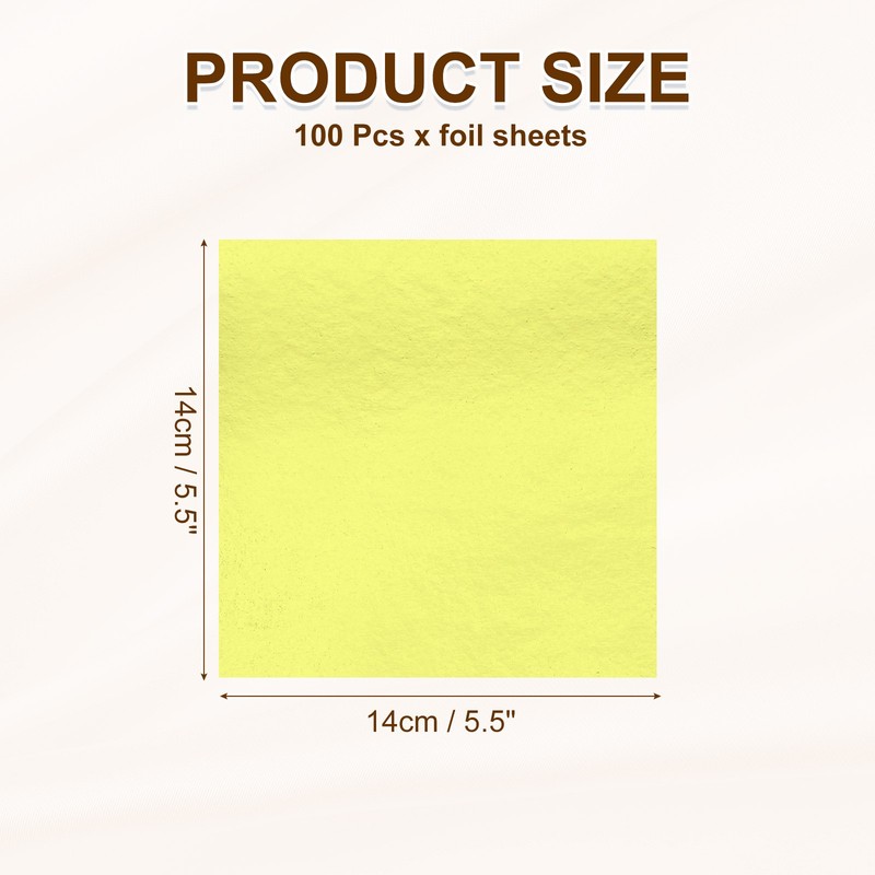 100pcs Leaf Sheets, 5.5" x 5.5" Metallic Foil Leaf Paper Green Yellow gallery