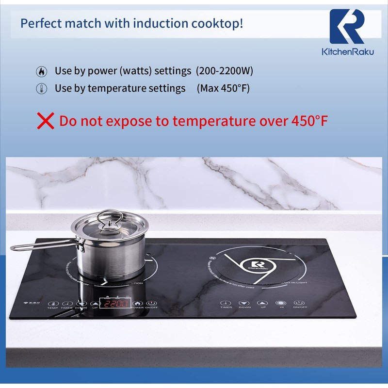 2 PCS Silicone Induction Cooktop Mat - (Magnetic) 7.9inch, Black gallery