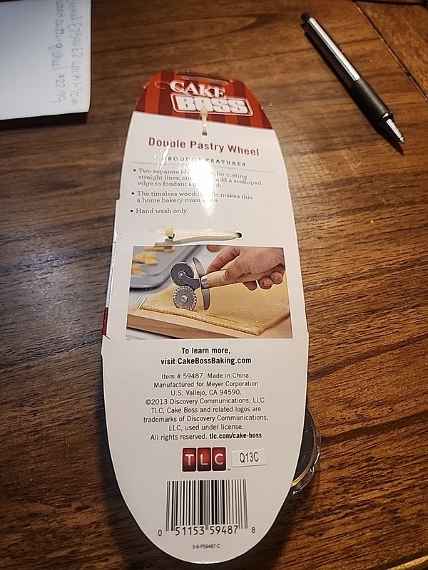 Cake Boss Wooden & Stainless Steel Double Pastry Wheel gallery