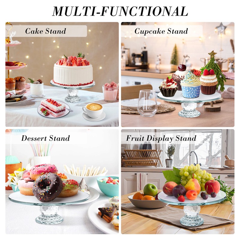 11in Round Glass Cake Stand Dessert Display Wedding Party Buffet gallery