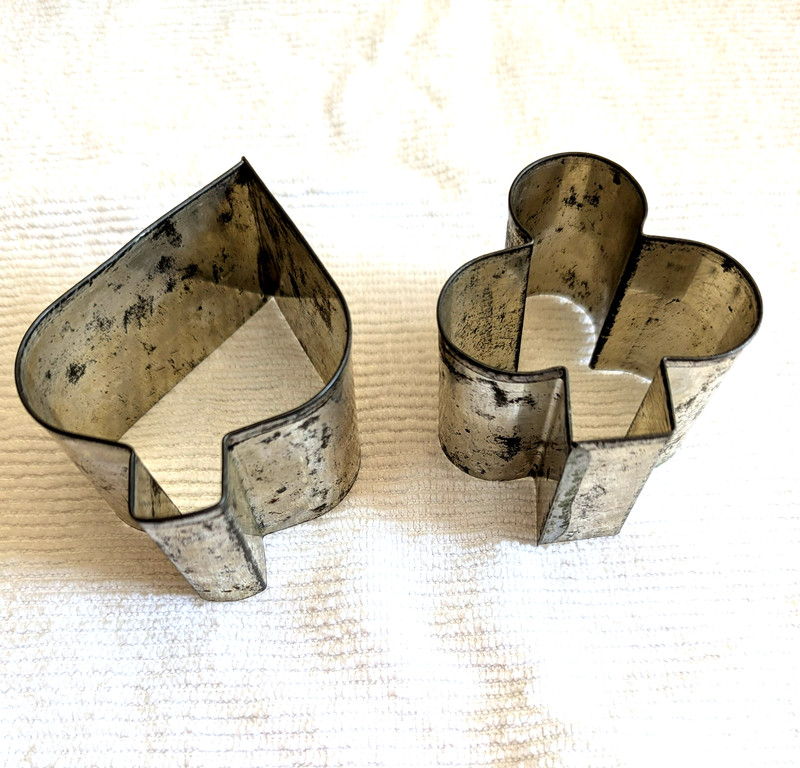 Vintage Metal Cookie Cutters Playing Cards Club Spade Heart Diamond & Star Moon gallery