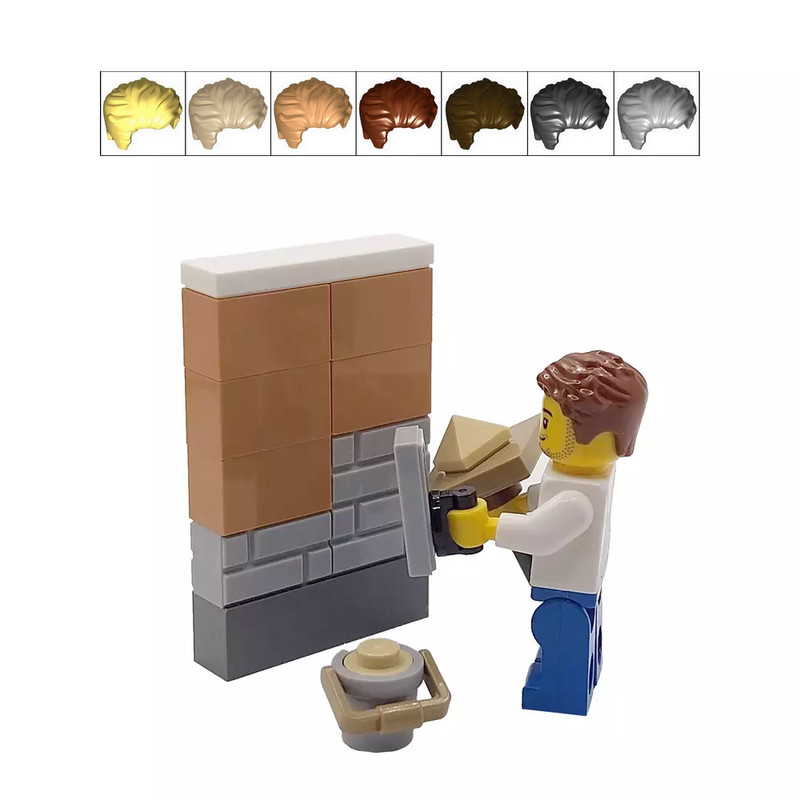 Genuine LEGO Plasterer Cake Topper Decoration Builder + Trowel Hawk & Bucket