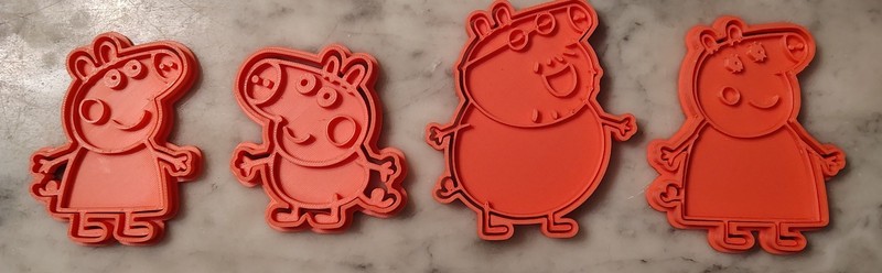 Peppa Pig and Family 3D Printed Cookie Cutter Set 4Pc (New)