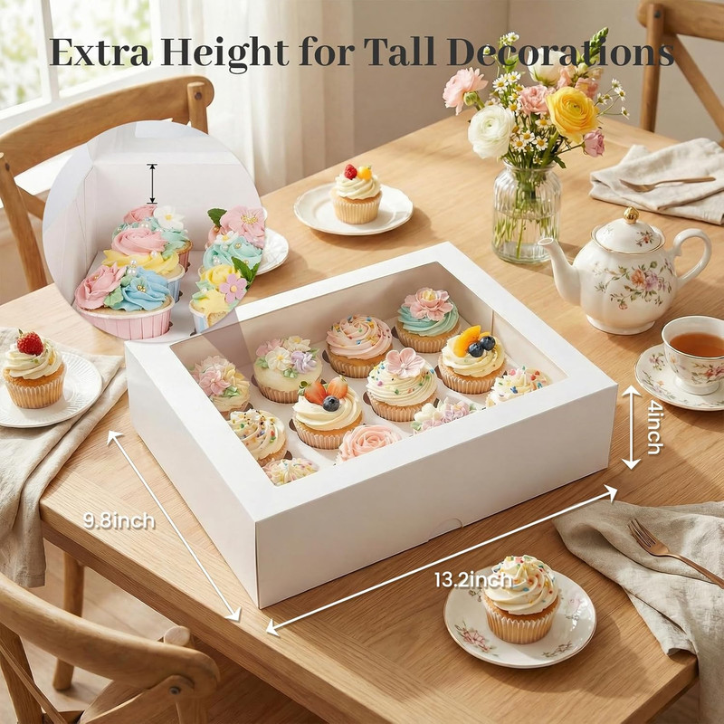 12 Count Cupcake Boxes, 6PCS Cupcake Container with Window Boxes Holding 72 Past gallery