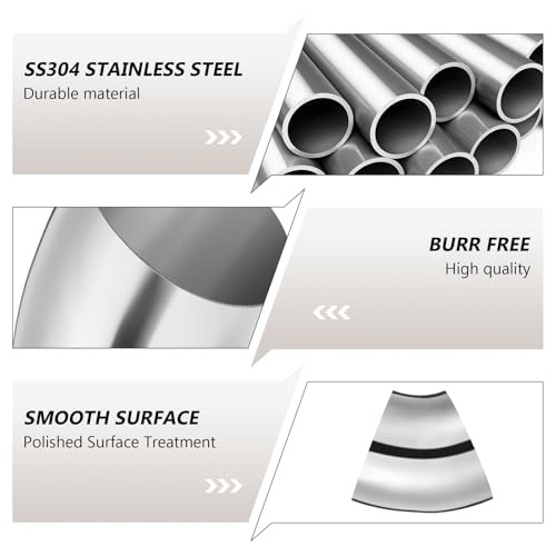 8 Pcs 45 Degree SS304 Stainless Steel Bend Tube Pipe Piping Silver Tone 2 Inch gallery