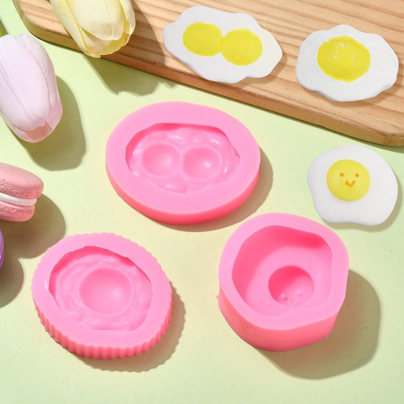 3Pcs Pink Silicone Egg Molds Fired Shape for DIY Chocolate Candy Cake Decoration gallery
