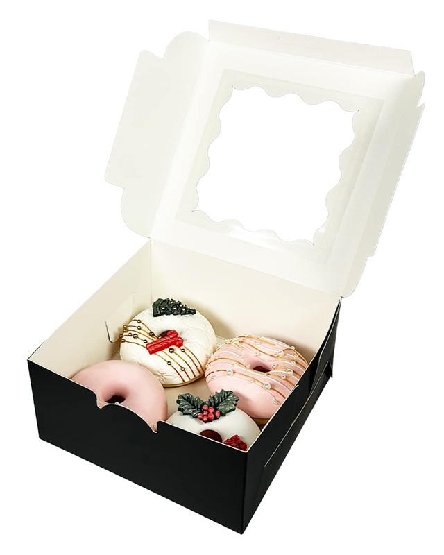 60pcs Black Cookie Boxes 6x6x3 inches Easy Assemble Macaroon Pastry Boxes Bak... gallery