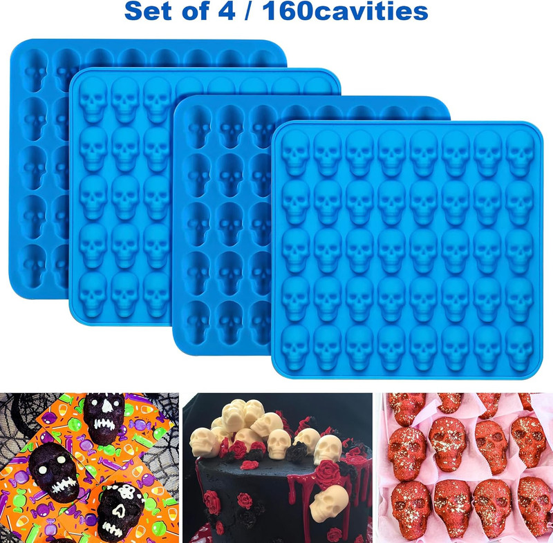 4Pcs Gummy Skull Chocolate Molds, Gummy Skull Candy Molds, Non-Stick Silicone Ca gallery