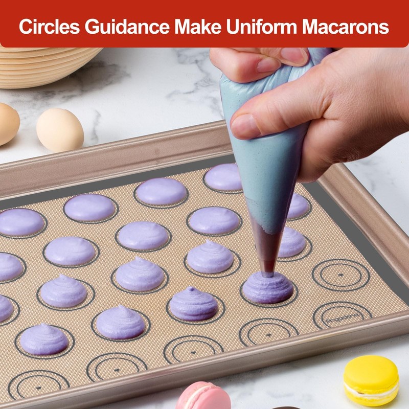 Silicone Baking Mat Set of 6, Half size+Quarter size+Round+Sqaure, Brown gallery