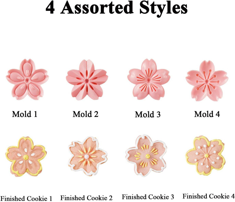 HAGBOU Cookie Press, 4 Styles Cookie Stamps Cherry Blossom Cookie Cutters Mold f gallery