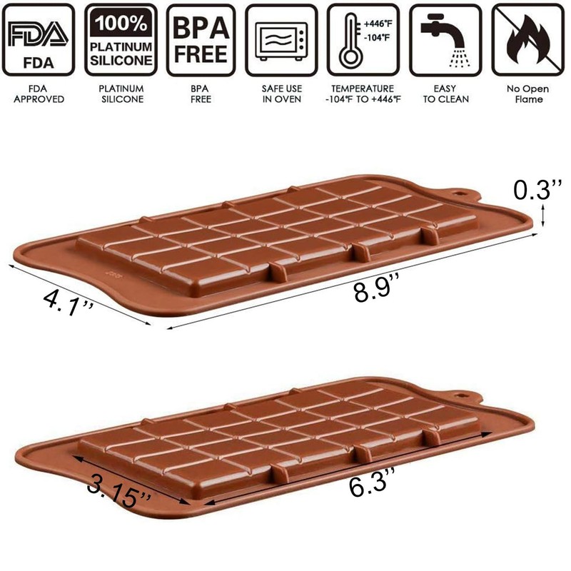 3 Pack Silicone Break-Apart Chocolate Mold Non-Stick Energy Bar Mould gallery