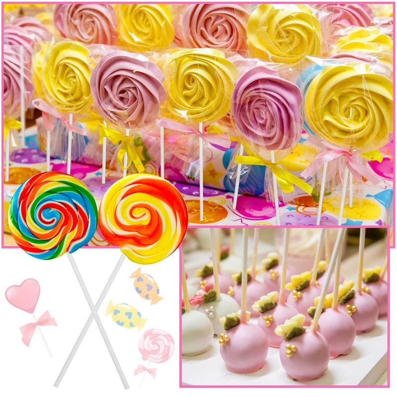 6In Cake Pop Sticks 600Pcs, Lollipop Sticks, Treat Bags, Gold Ties, White gallery