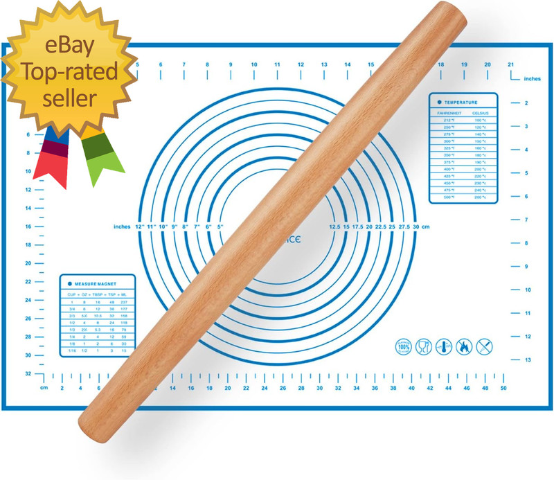 Wood French Rolling Pin for Baking Wooden Dough Roller with Silicone Baking