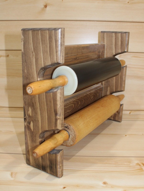 Rolling Pin Rack – Rolling Pin Rack for 2 – Wooden Rolling Pin Rack – Wall Mount gallery