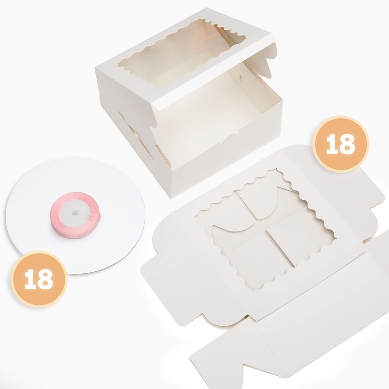 36pcs 6x6x5 Inches with Window 18-Packs White 6 Inch Bakery Boxes (18 Cake Bo... gallery
