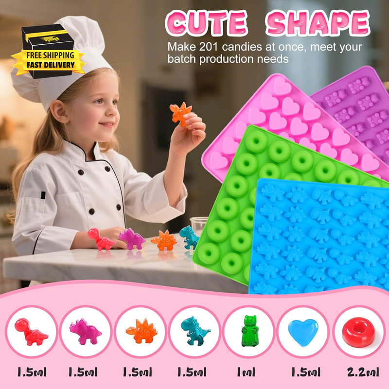 Candy Molds Silicone, with 2 Droppers, Non-Stick Silicone Candy Molds Including gallery