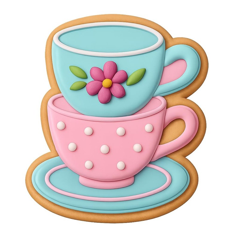 Stacked Tea Cups Cookie Cutter & Stamp, Fondant & Clay - 4x3 gallery
