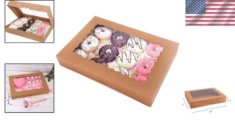 20-Pack Bakery Boxes with Window - 16"x11"x2.5" gallery