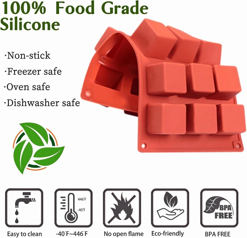 Cube Cake Silicone Mold | 1.2" x 1.2" x 1.2" 3D Square Silicone Molds for Bak... gallery