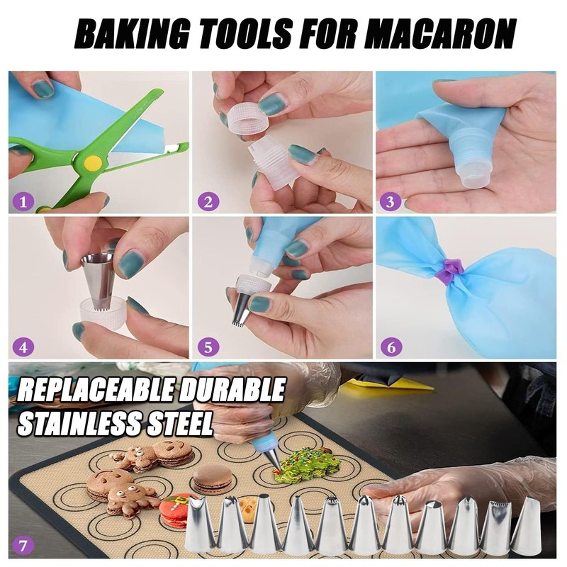 urmetimern Macaron Silicone Baking Mats Kit (23 Pcs set) 16.5''x11.4'', Gray gallery
