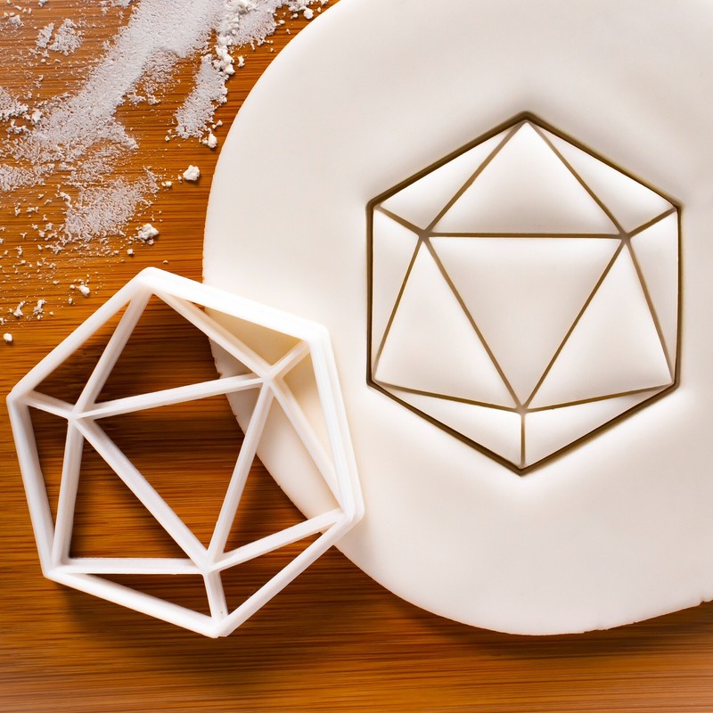 Natural 1, Nat 20, Icosahedron Cookie Cutters - dice geometric shape lucky game gallery