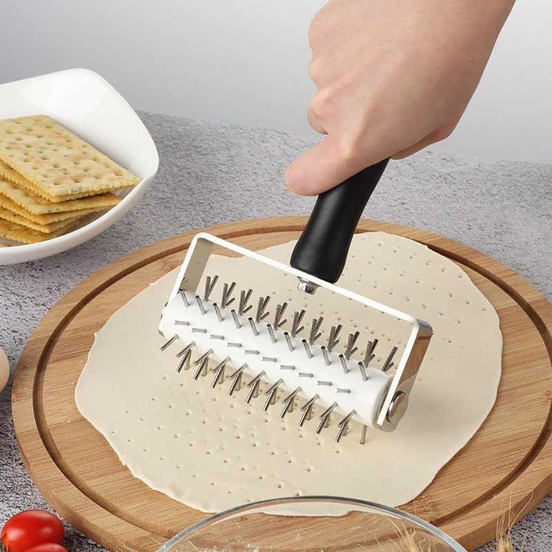 Pizza Dough Docker Roller, Stainless Steel Pizza Pin Puncher Dough Hole Maker, H gallery