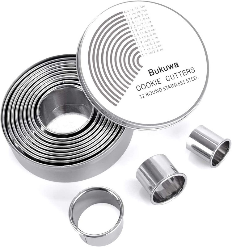 12 Pieces round Cookie Biscuit Cutter Set,Graduated Circle Pastry Cutters,18/8 S