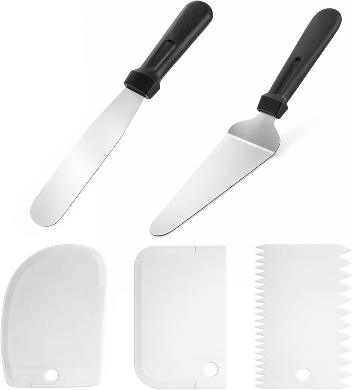 2 Pcs Offset Spatula for Cake Decorating and 3 Pcs Icing Smoother, 10”