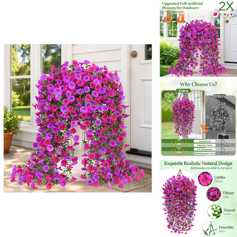 Yastouay Artificial Hanging Flowers For Outdoors Fake Hanging Flowers For