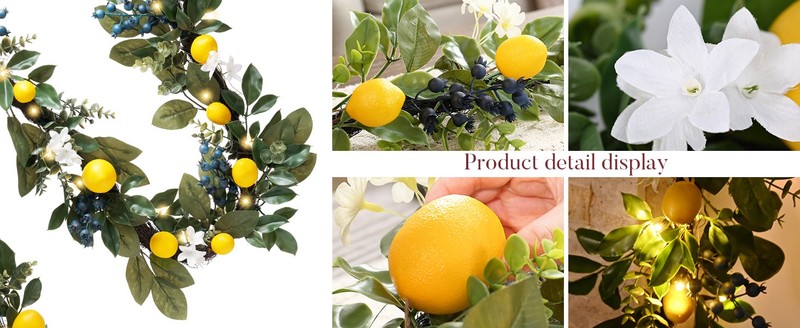 6ft Pre-Lit Lemon Garland with Greenery, Thin Spring Summer gallery