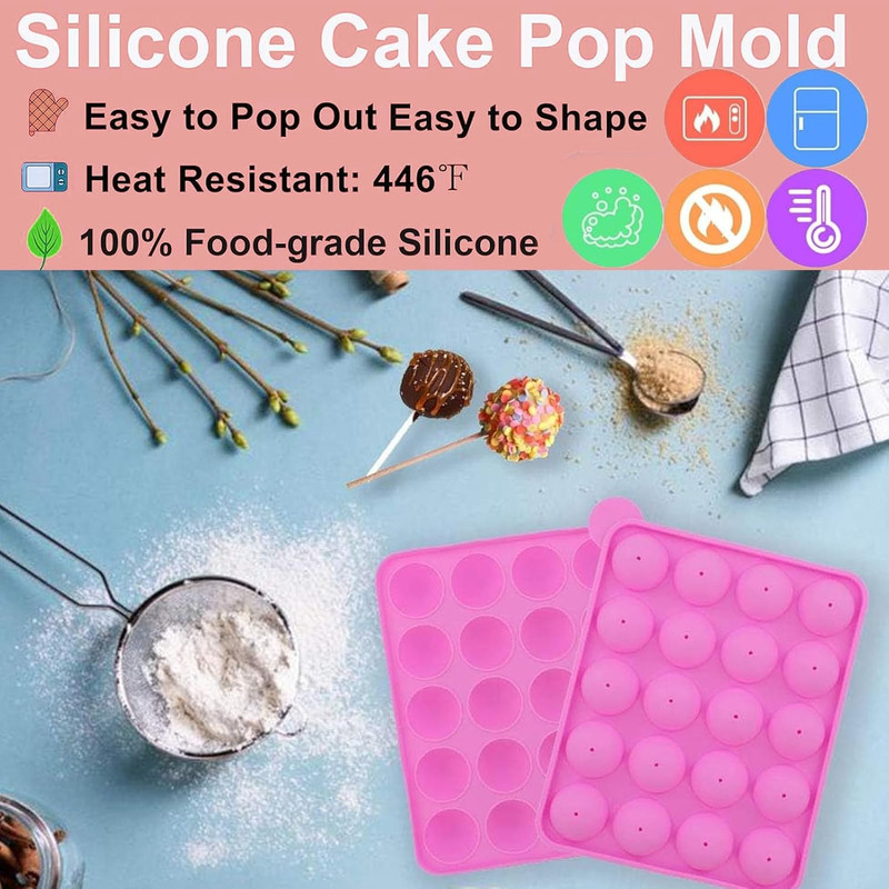 606 Pcs Cake Pop Kit Silicone Lollipop Molds Including Lollipop Sticks Measuring gallery
