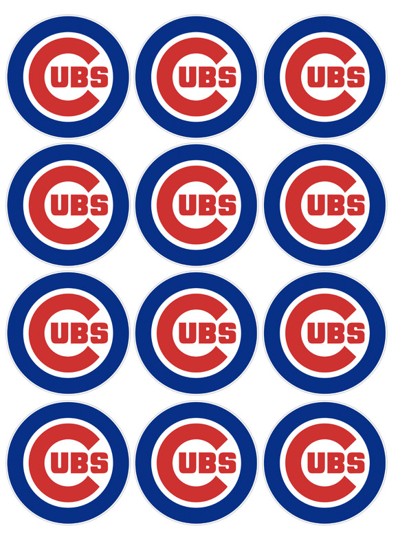 set of 12 Chicago Cubs edible image rounds, pre cut, choose your sz.