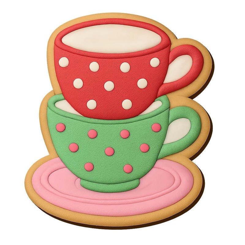 Stacked Tea Cups Cookie Cutter & Stamp, Fondant & Clay - 4x3 gallery