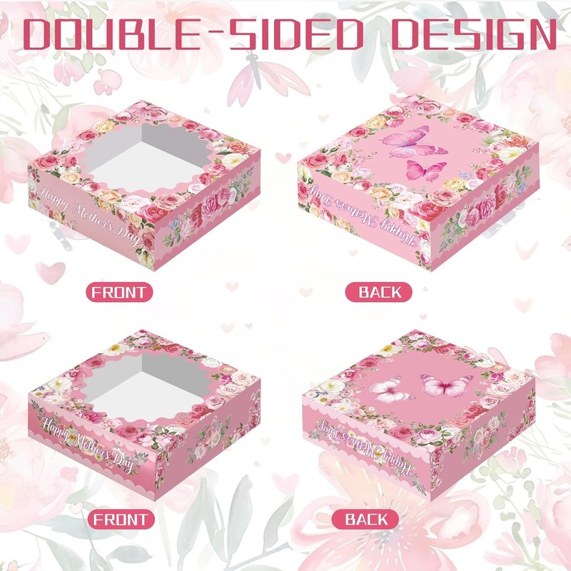 24 Pcs Mother's Day Cookies Box with Window Shortbread Gift Boxes Happy gallery